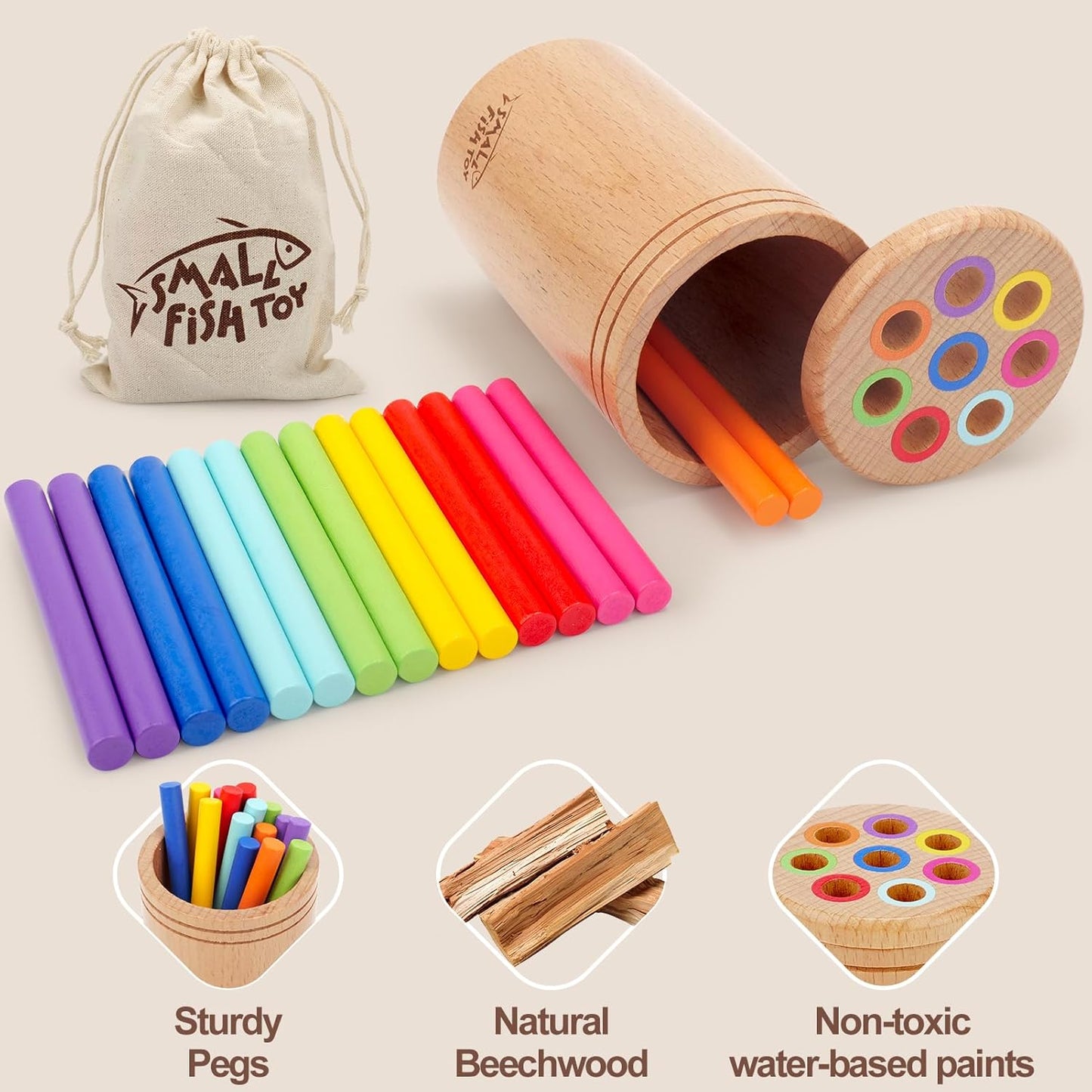 Montessori Toys for 1-3 Year Old: Wooden Learning Color Sorting Toys for Toddlers Age 1 2 3, Fine Motor Developmental Infants Sensory Matching Games, Busy Board 18 month old Baby Boys Girls Gifts