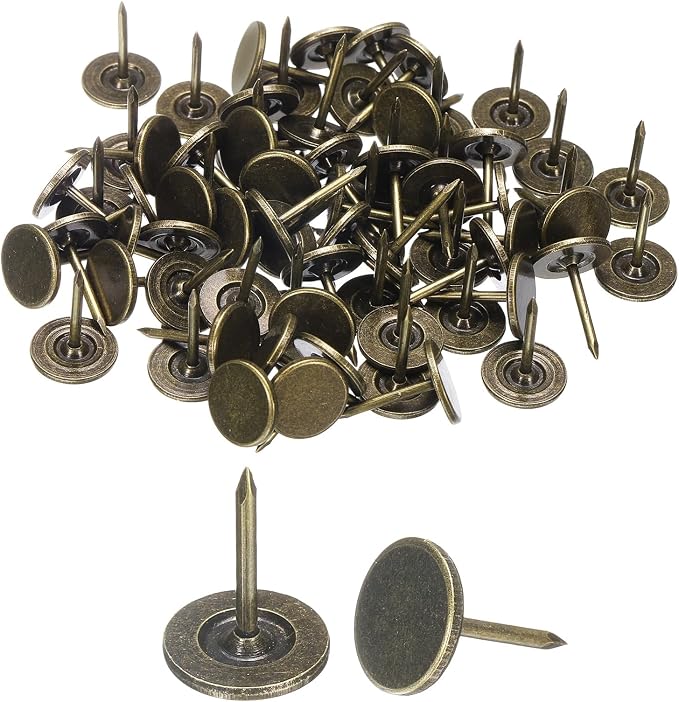 uxcell 150Pcs Upholstery Tacks, 11mmx15mm Flat Head Thumb Tack Decorative