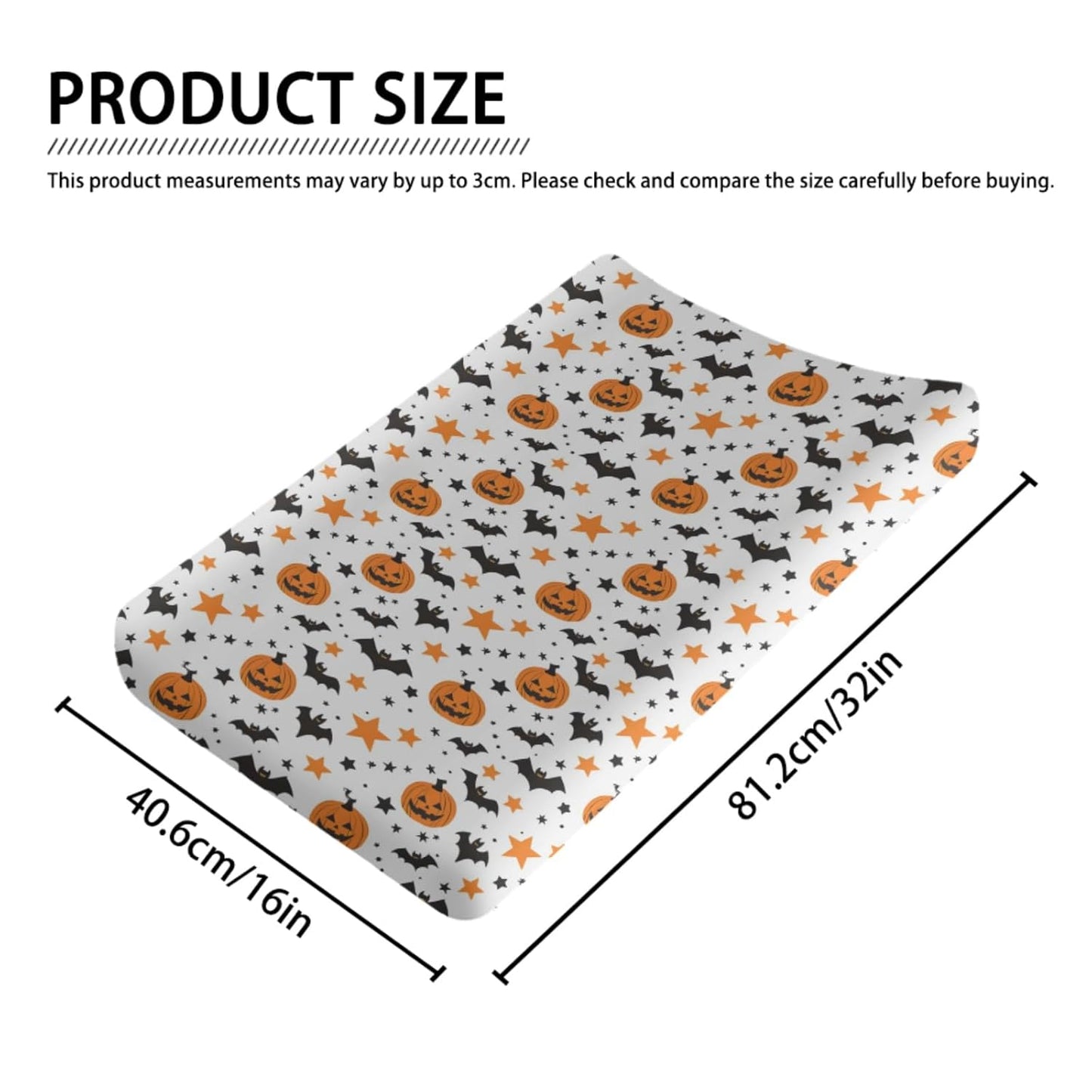 Halloween Pumpkin Bats Stars Pattern Baby Changing Pad Cover, Unisex Fall Winter Holiday Nursery Diaper Changing Table Pad Mat Sheet for Boys Girls-16x32