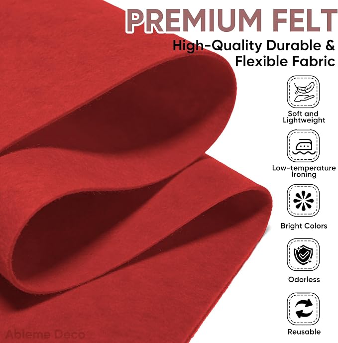 Soft Felt Fabric Sheet 18" x 36", 1.6mm Acrylic Craft Felt, Large Precut Sheet