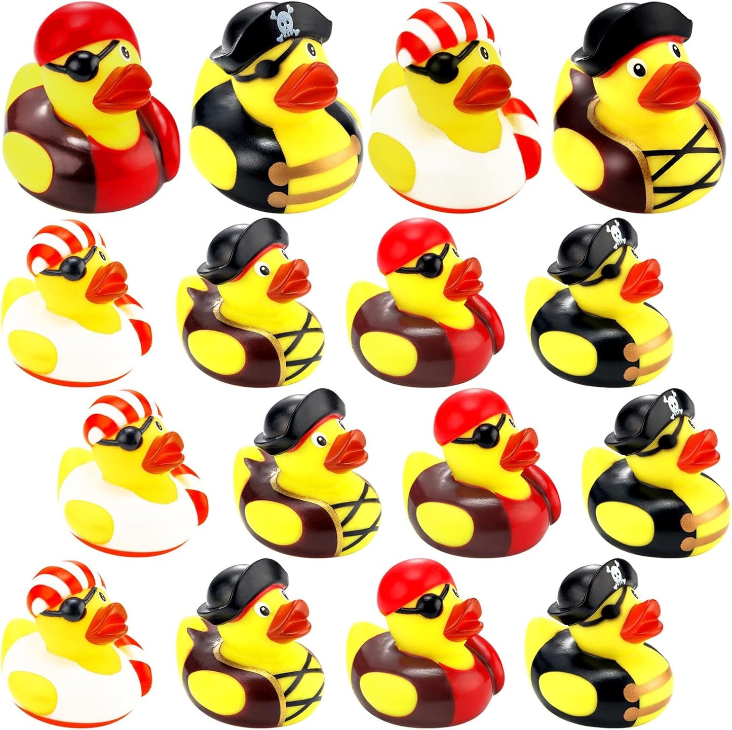 Lewtemi 24 Pcs 2 Inch Mini Pirate Rubber Ducks Cruise Ducks for Hiding with Tags Cute Yellow Decor Bathtub Pool Pirate Party Favors for Carnival Supplies Birthday Party Favor Gifts