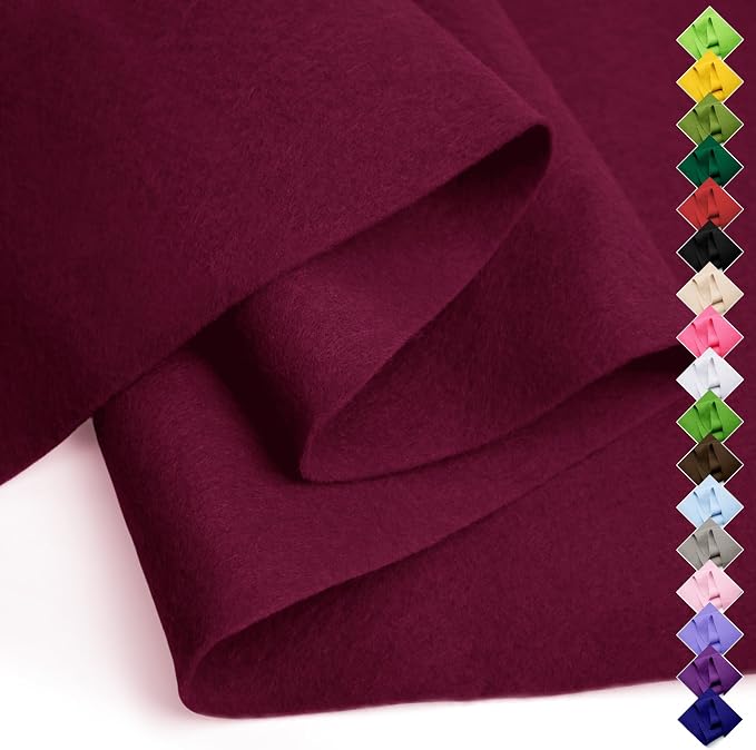 Soft Felt Fabric Sheet 18" x 36", 1.6mm Acrylic Craft Felt, Burgundy | Soft