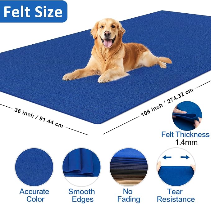 XSEINO Royal Blue Large Felt Fabric 108" X 36 ", 1.4 mm Thick Soft Felt Fabric
