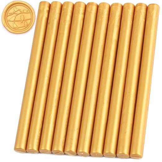 Gold Sealing Wax Sticks, HOSEALING 10pcs Glue Gun Sealing Wax Sticks