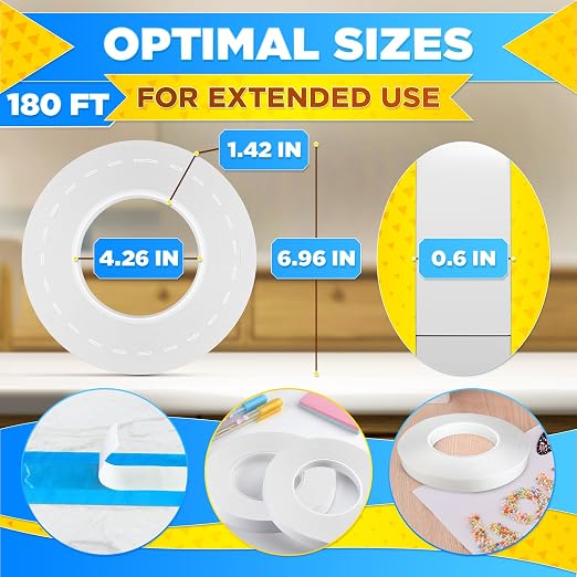 Basting Tape for Sewing 0.6 In x 60 Yd – Transparent Thin Acrylic Double Sided
