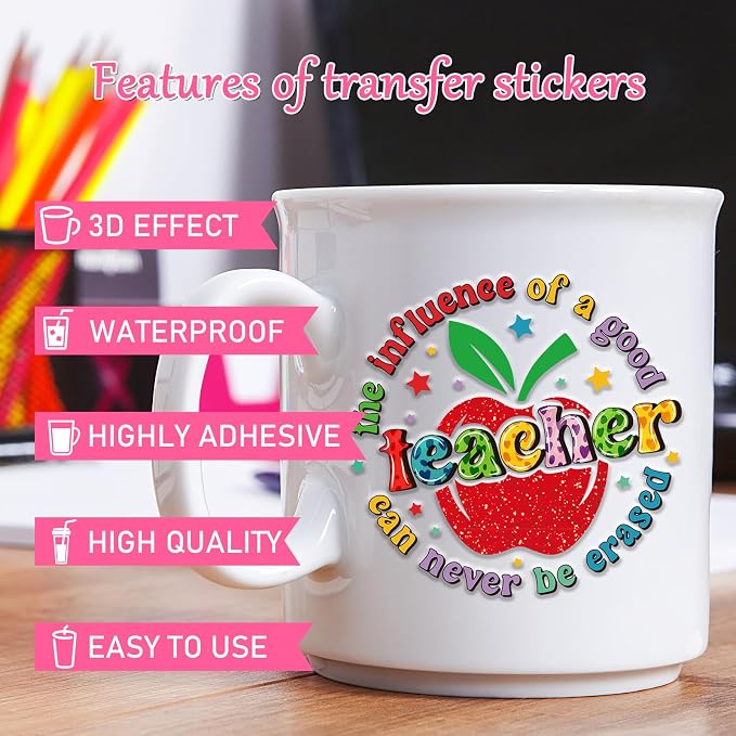 Rngmsi 20 Sheets Teacher Leopard Print UV DTF Cup Wrap Cold UV DTF Stickers |