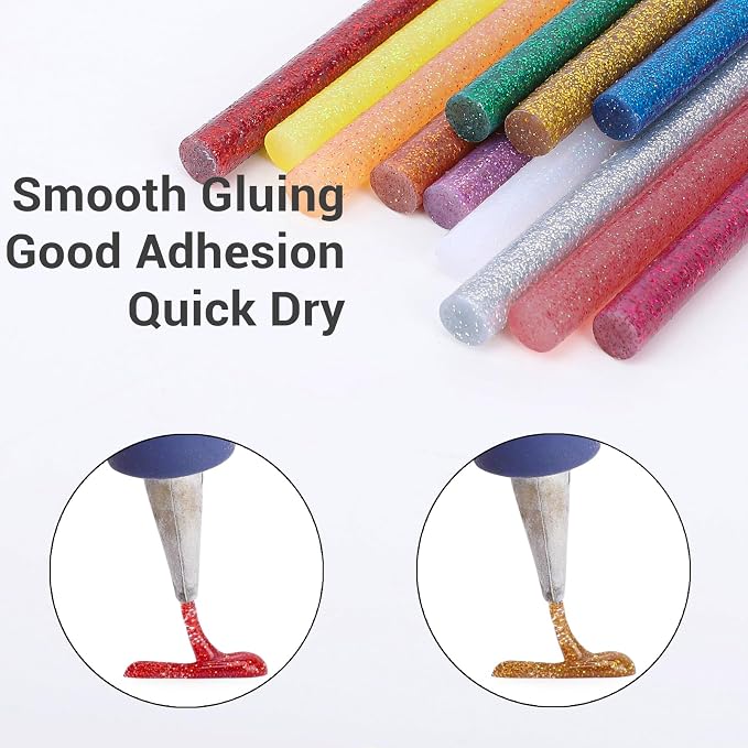 ENPOINT Color Glitter Hot Glue Sticks, Craft Adhesive Waxing Sticks Bulk