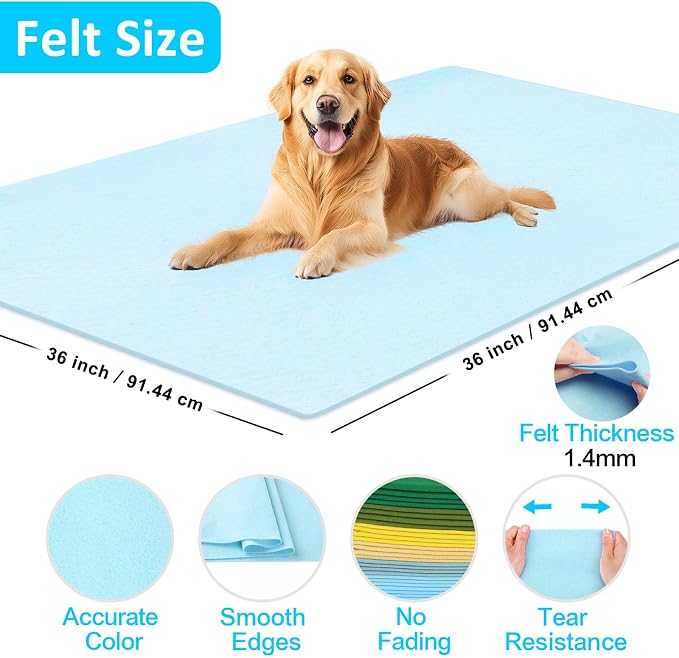 XSEINO Baby Blue Large Felt Fabric 36" X 36 ", 1.4 mm Thick Soft Felt Fabric