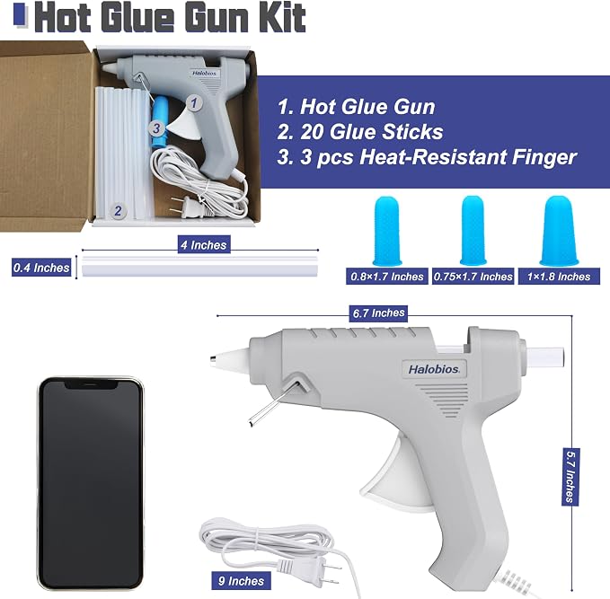 Halobios Hot Glue Gun, Fast Preheating Hot Melt Glue Gun