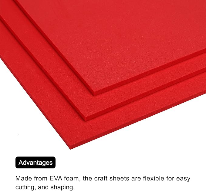 MECCANIXITY EVA Foam Sheets Red 9.8 Inch x 9.8 Inch 5mm Thick Crafts Foam Sheets