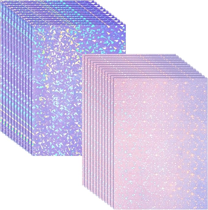 Clabby 36 Sheets Holographic Sticker Paper A4 Vinyl Holographic Laminate Sheets