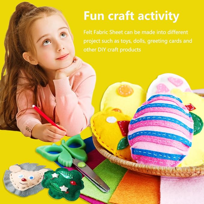 Jtnohx Color Felt, Soft Felt Sheets, 1.4mm Thick 8"x12" Handicraft Felt Fabrics