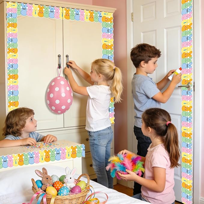 69 Feet Easter Bunny Bulletin Board Border Colorful Rabbit Die Cut Trim Border