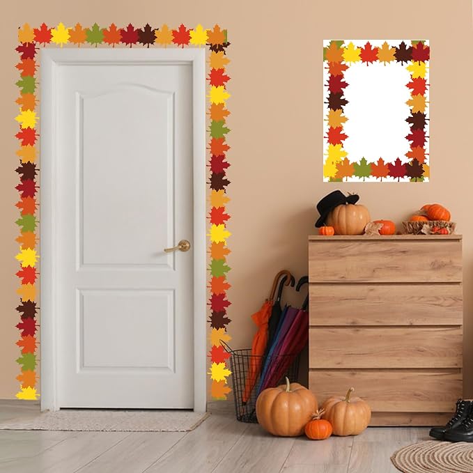 69 Ft Fall Bulletin Board Decorations Maple Leaves Shape Die-Cut Bulletin Board