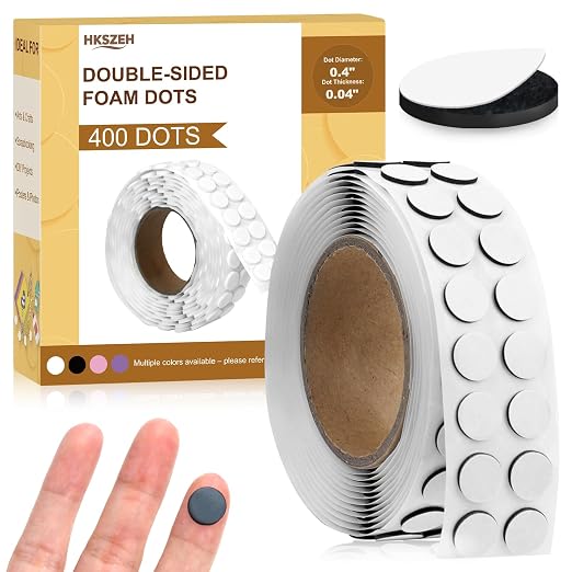 400 PCS 1mm Double Sided Foam Dots 0.4" Foam Round Dots 3D Foam Tape Craft