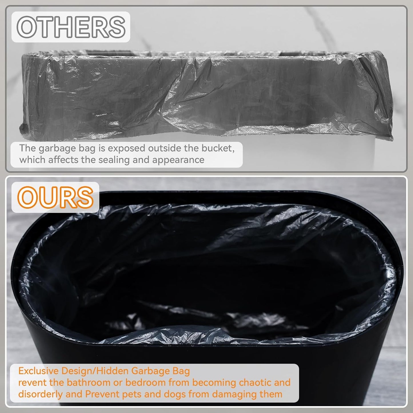 Yieach Black Slim Bathroom Trash Can With Lid 3.17 Gallon,Skinny Small Kitchen Garbage Can and Pet/Dog Proof Trashcans for Office,RV,Bedroom and Dorm,12L Plastic Covered Trash Can and Wastebasket,2PCS
