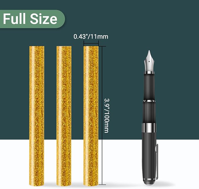 Glitter Gold Hot Glue Sticks, Manarty 48 PCS Full Size Hot Melt Glue Sticks