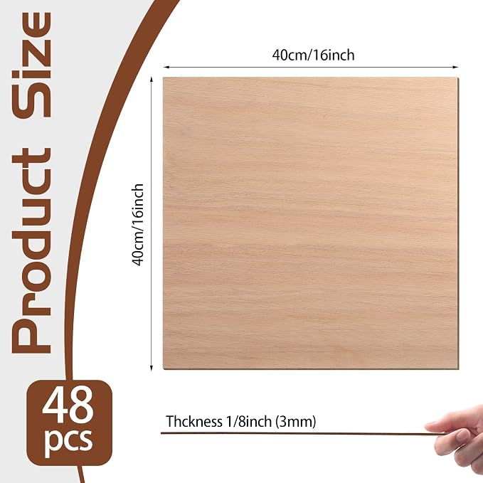 48 Pcs Mahogany Plywood Sheets, School DIY Projects, CNC Cutting, and Wood