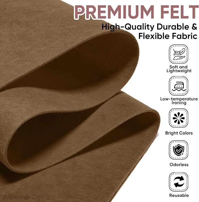 Soft Felt Fabric Sheet 18" x 36", 1.6mm Acrylic Craft Felt, Coffee | Soft Thick