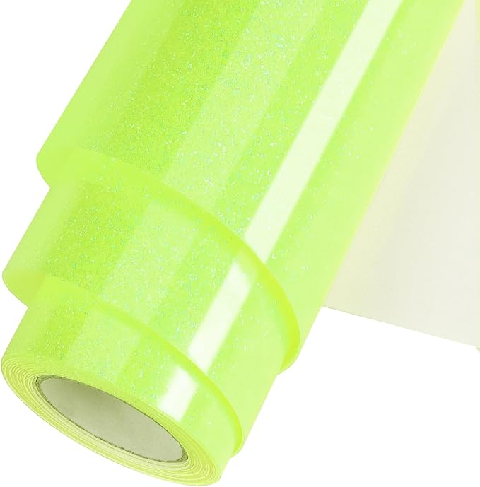 Neon Yellow Glitter HTV Heat Transfer Vinyl Roll 12inch x 10 ft
