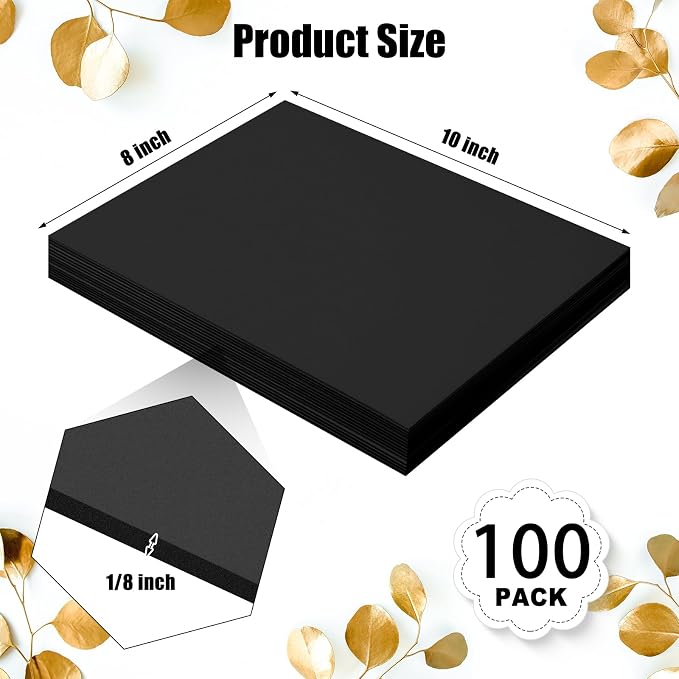 Frienda 100 Pack Black Foam Board Foam Poster Boards 8 x 10 Inch