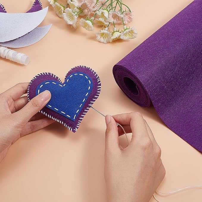 BENECREAT 10FT 15.74 Inch Wide Dark Orchid Felt Roll, 1mm Thick Fabric Sheets