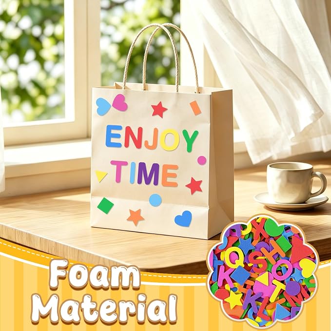 1490Pcs Foam Stickers for Crafts 8Colors Self Adhesive Foam Letter Shape