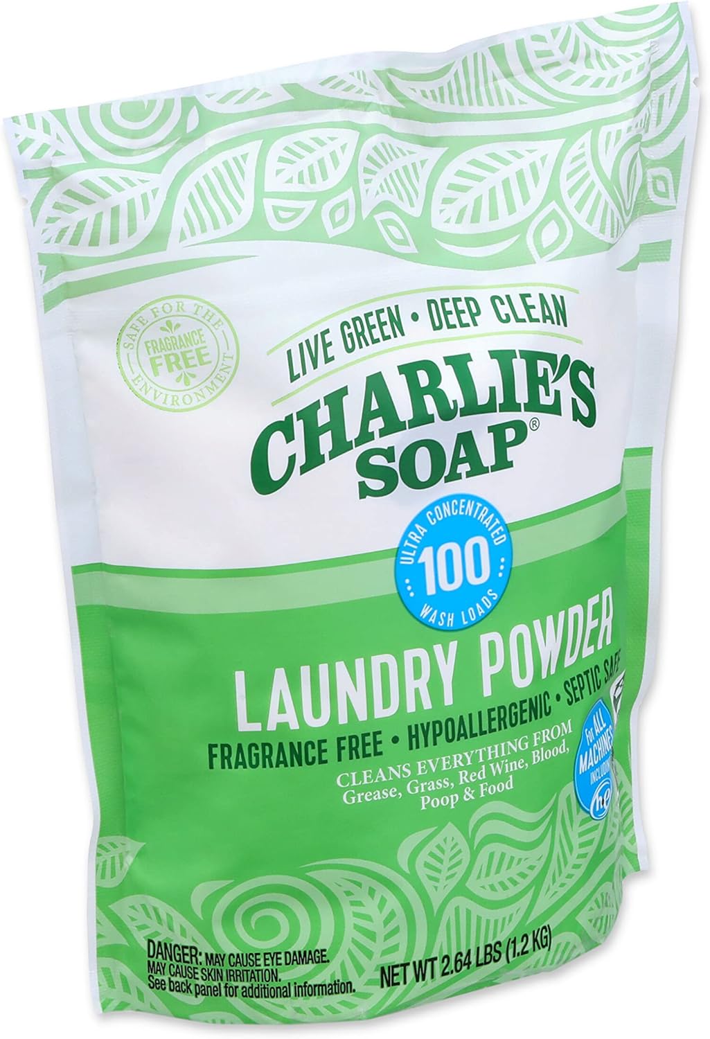 Charlie’s Soap Laundry Powder (100 Loads, 4 Pack) Deep Cleaning Washing Powder Detergent – Eco-Friendly, Safe, and Effective
