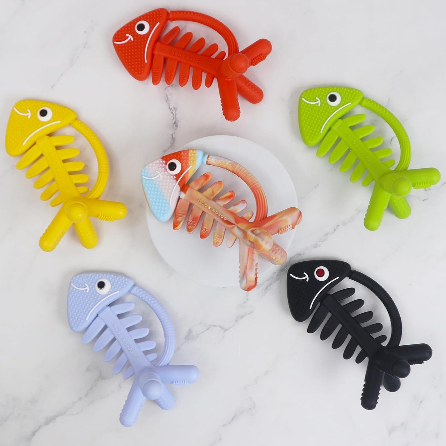 3in1 Infant Toys, Black and White Baby Toys 0-6 Month Teething Toys 0-3-6-12 Months, Teethers for Babies 3-6 6-12 Months for Teething Relief,Baby Gift,Silicone,Sensory,USA Patent Pending, Fish