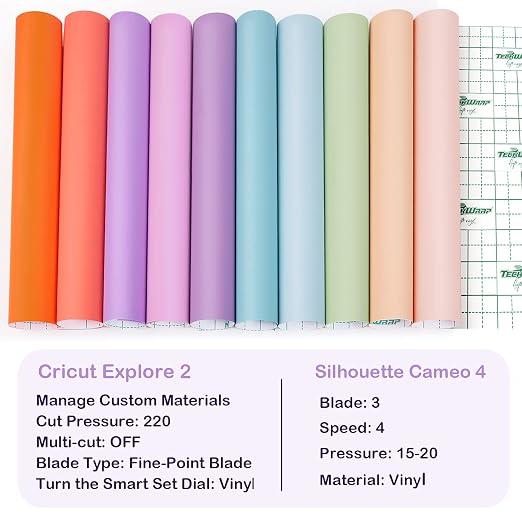 TECKWRAP 001 Matte Permanent Vinyl 12" x 12" 21 Colors