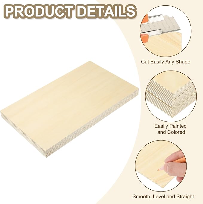 PATIKIL 12x24x1/4 Basswood Sheets