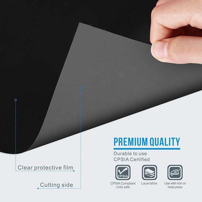 12" x 12ft Heat Transfer Vinyl Rolls, PU HTV Vinyl Black