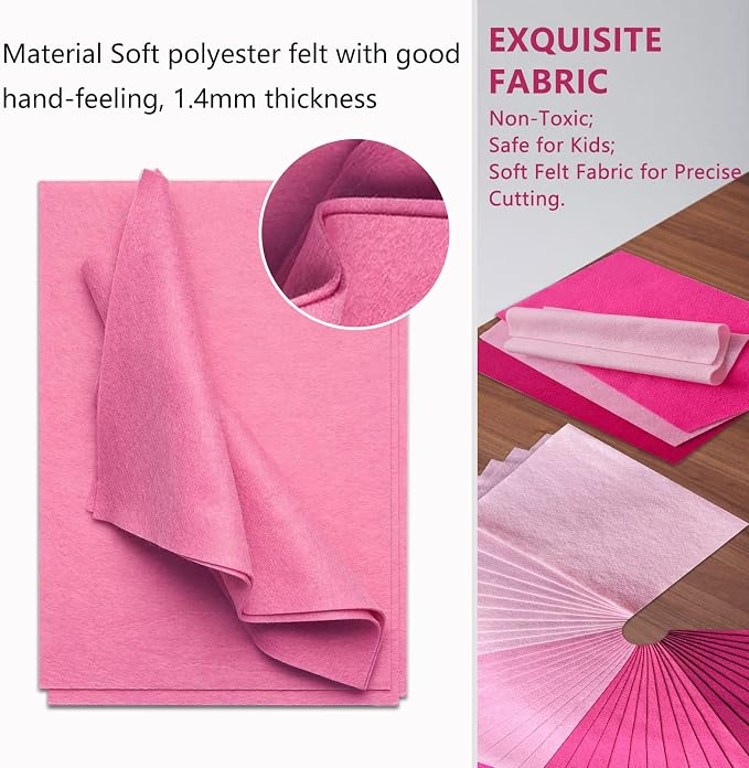 Jtnohx Soft Felt Sheets, 8x12 inches Assorted Craft Felt Fabric, 1.4mm Thick