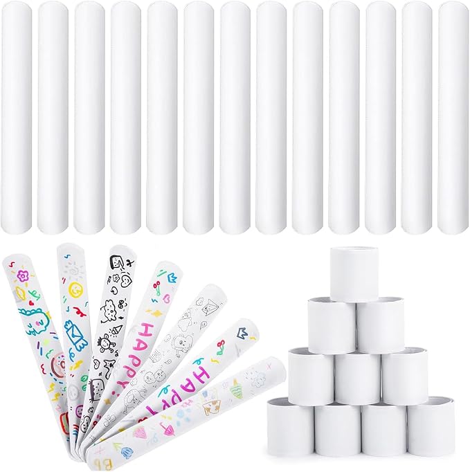 LovesTown 48PCS Slap Bracelets White, Party Slap Bracelets DIY Wrist Bands Bulk