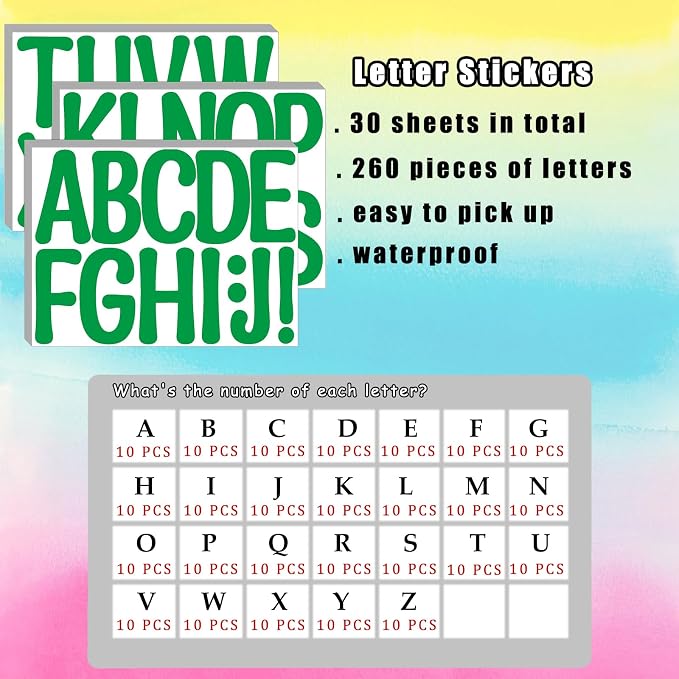 Bemeol 30 Sheets Large Letter Stickers 4 Inch Alphabet Letter Stickers Self