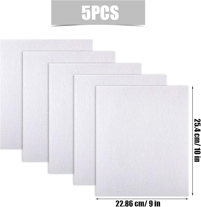 Savita 5pcs 25.4 x 22.8cm/10 x 9 inch 3mm Thick Felt Sheets, Stiff Felt Fabric