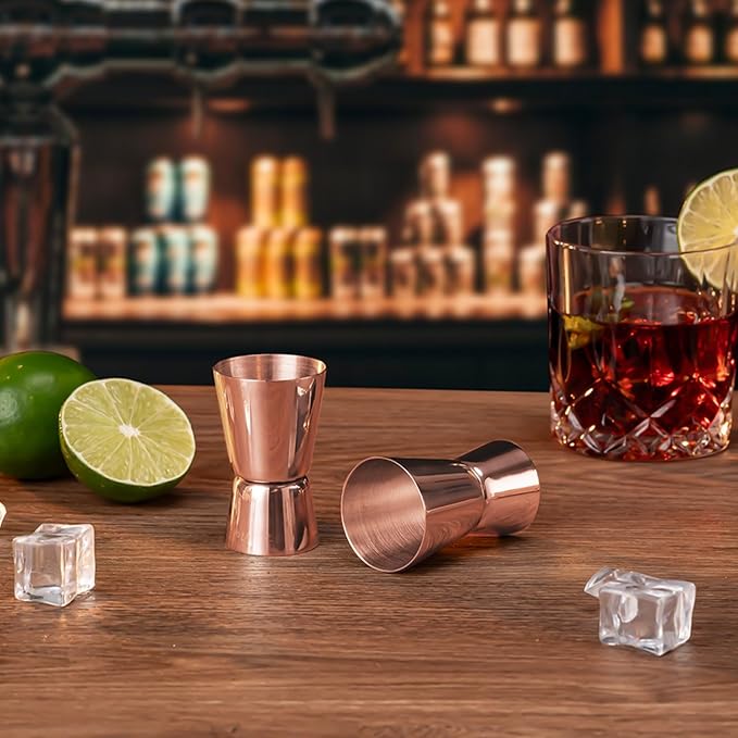 Briout Jigger for Bartending, Flat Edge Rose Gold