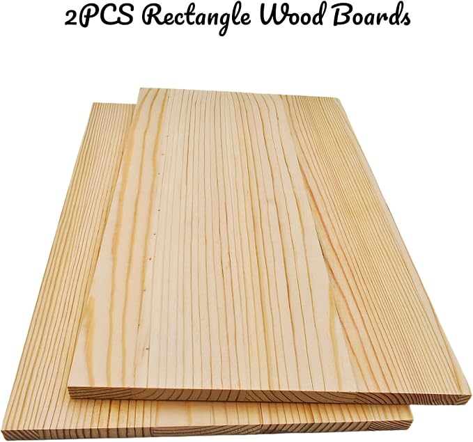 2PCS Rectangle Wood Boards Unfinished Wood Blocks