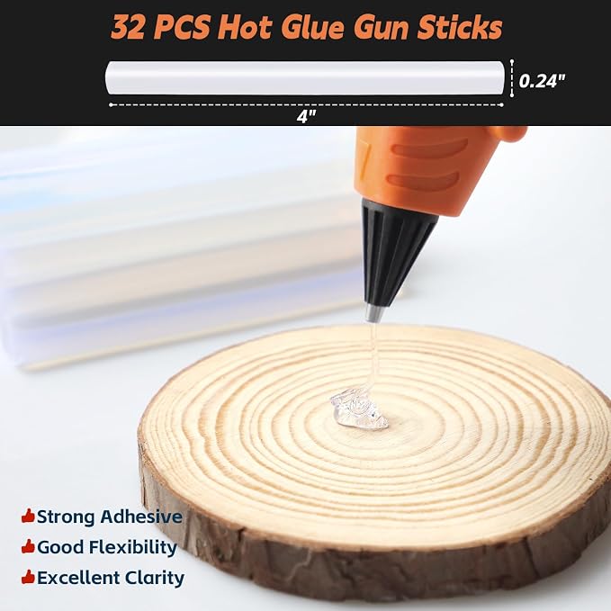 Hot Glue Gun Dual Temp with 32 Glue Sticks, Quick Preheat Hot Glue Gun