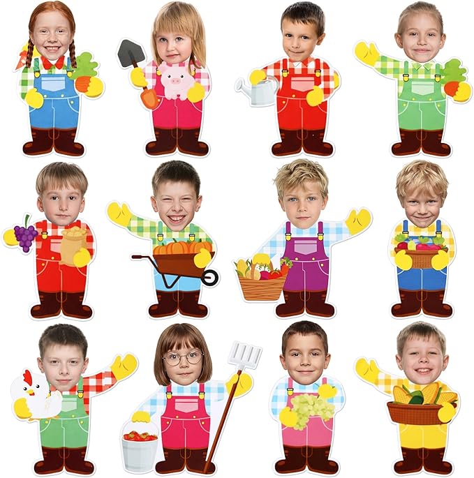 Gersoniel 72 Pcs Kid Farm Classroom Decor Farm Animal Bulletin Board Cutout |