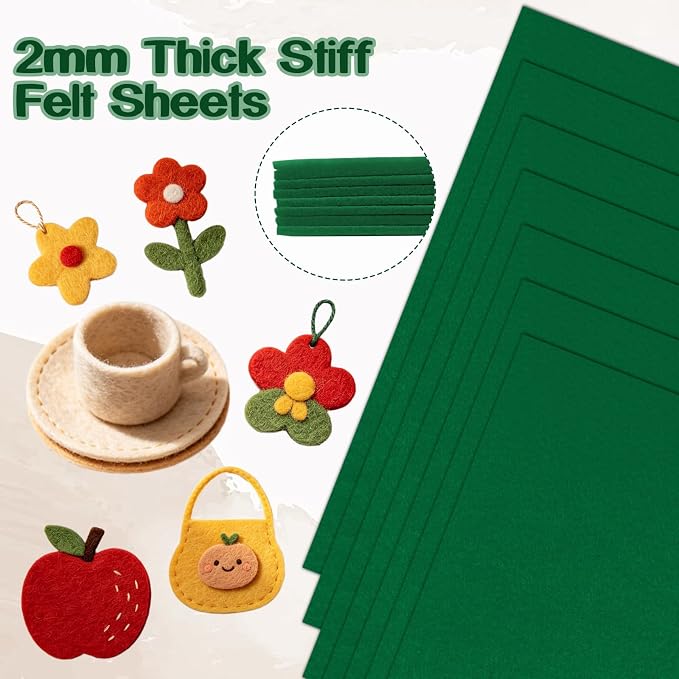 Luomorgo 8 Pcs Stiff Felt, 8 x 12 Inch, 2mm Thick,
