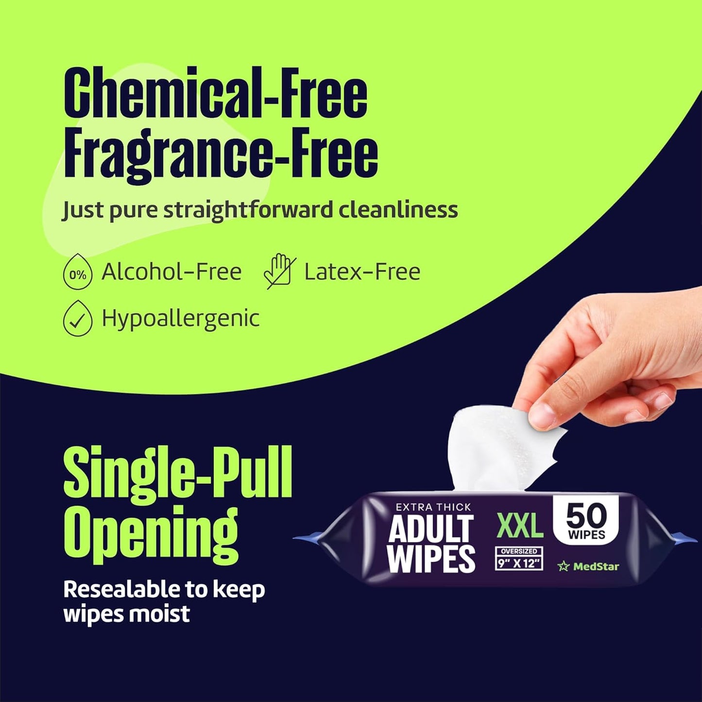 Adult Wipes for Elderly 8 Pack - Hospital Grade Extra Large Extra Thick Disposable Washcloths for Adult No-Rinse Bathing & Shower Alternative - Fragrance-Free XXL