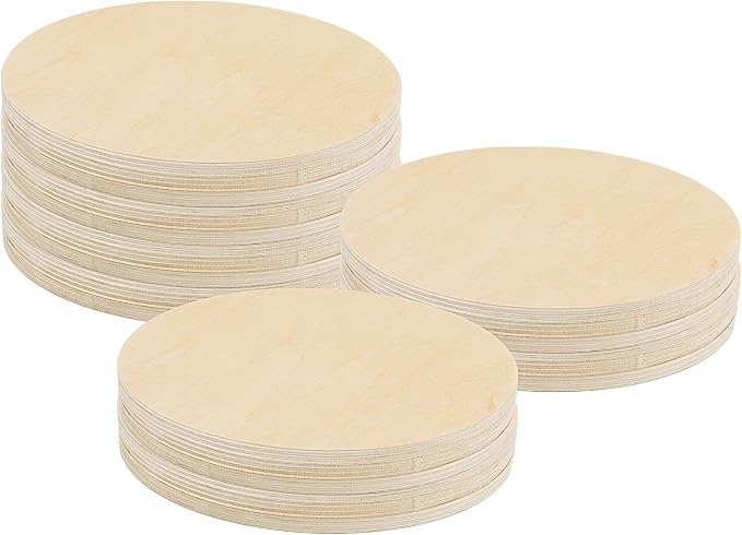 SHEUTSAN 24 PCS 6 x 6 Inch Blank Wood Circles, 1/4 Inch Thick Unfinished Wood