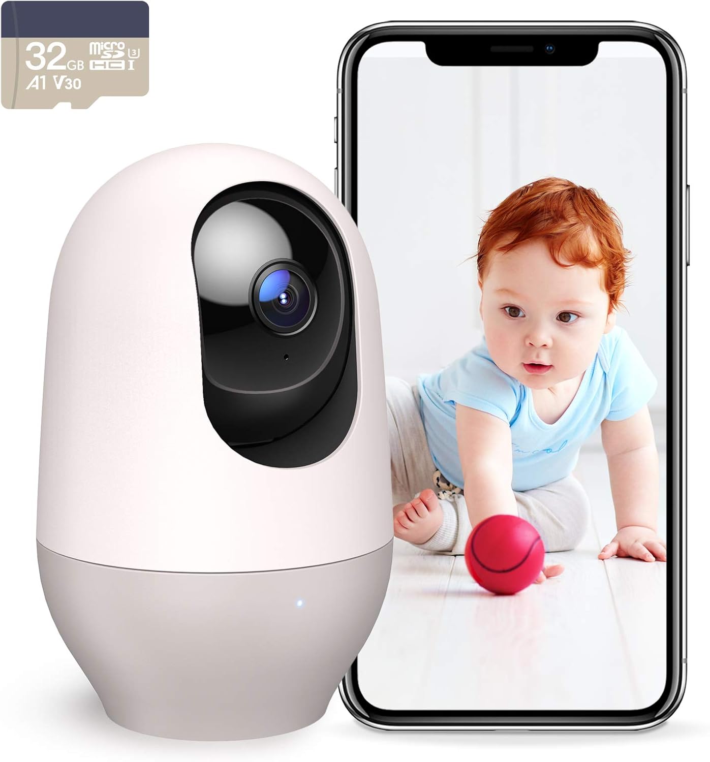 nooie Baby Monitor with SD Card,Baby Monitor with Camera 360 Camera, WiFi Baby Cam with Phone App, AI MotionTracking and Sound Detection,1080P Night Vision Two-Way Audio