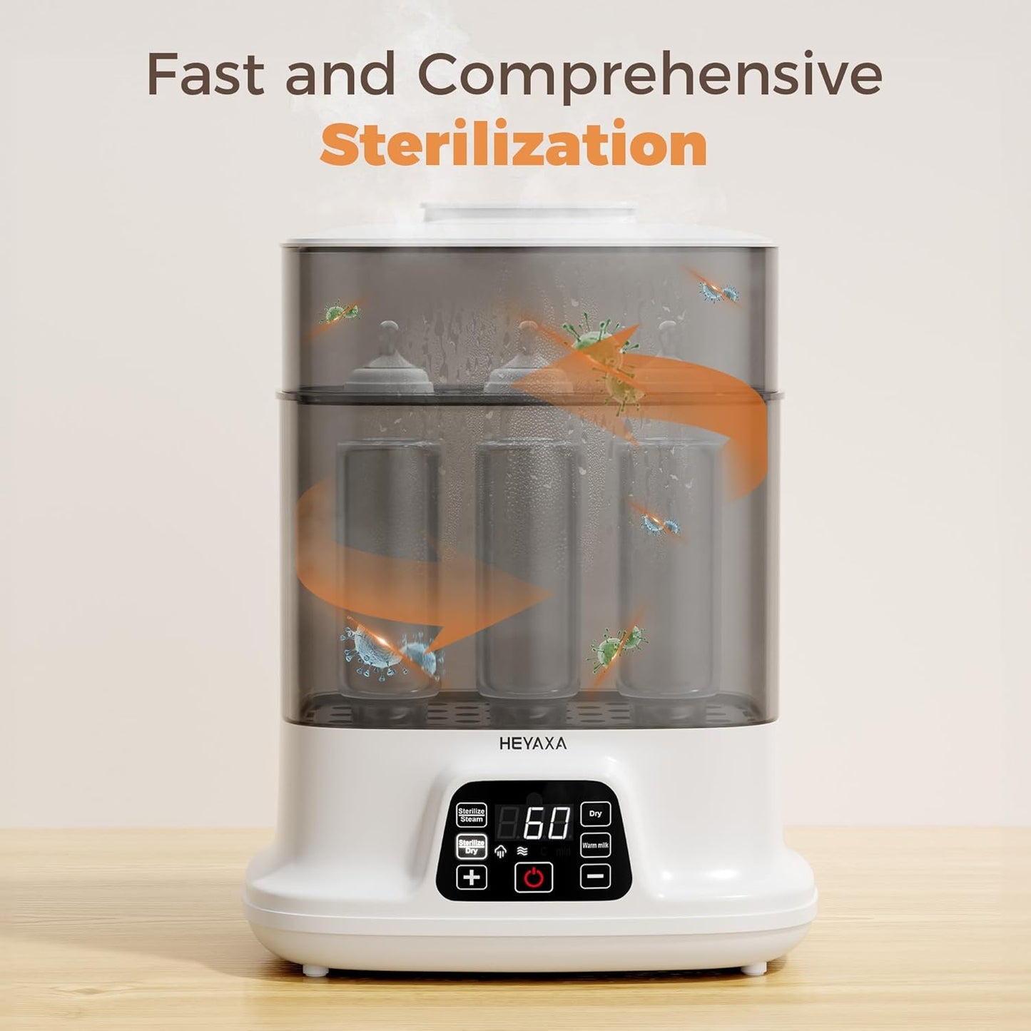 Bottle Steri-lizer and Dryer, Electric Steamer and Dryer for All Bottles, Parts & Baby Essentials, 10 Bottles Large Capacity, Touch Screen and Auto-Off