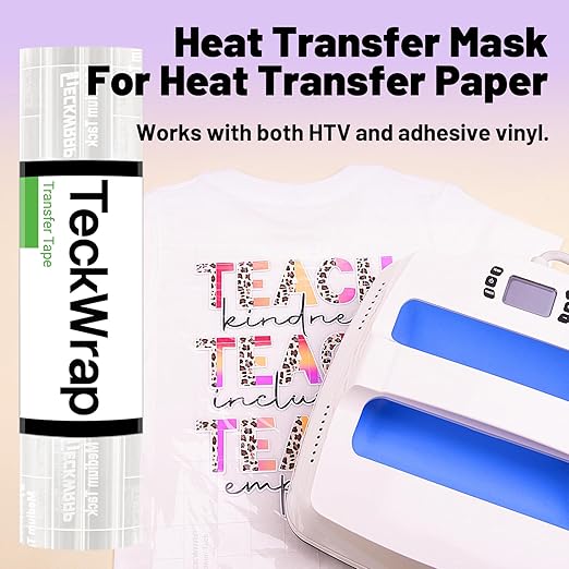 TECKWRAP Clear Transfer Tape for Vinyl -12INCH x 10 FT, Printable HTV, DIY