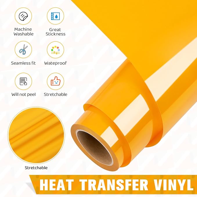 WRAPXPERT Yellow Heat Transfer Vinyl Mustard Yellow HTV Roll 12" x5ft Iron on