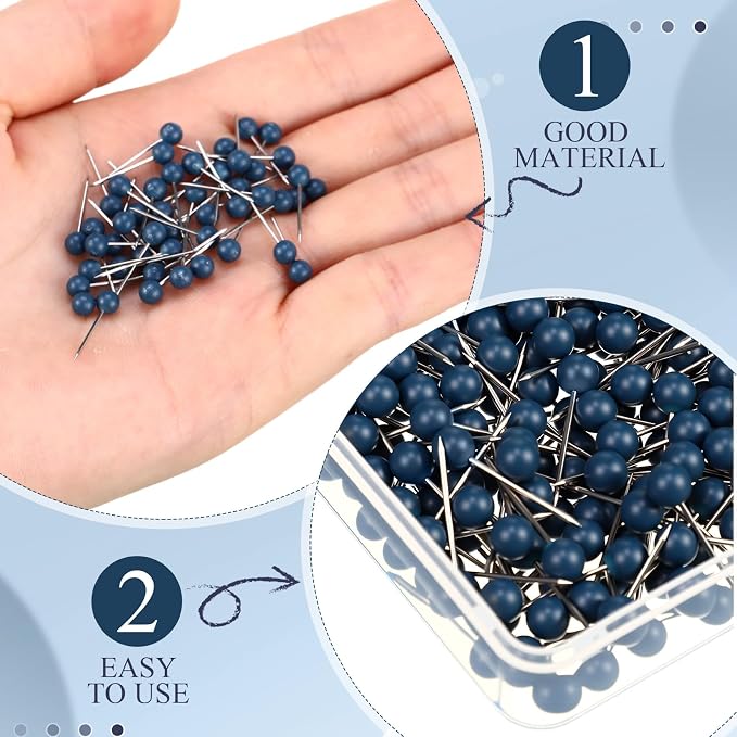 WILLBOND 500 Pack Map Push Pins Map Tacks Small Round Head Push Pins Thumb Tacks