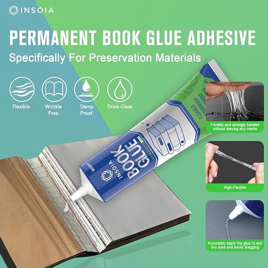 Book Glue, 15ML x 2 Book Adhesive, Flexible Paper Glue