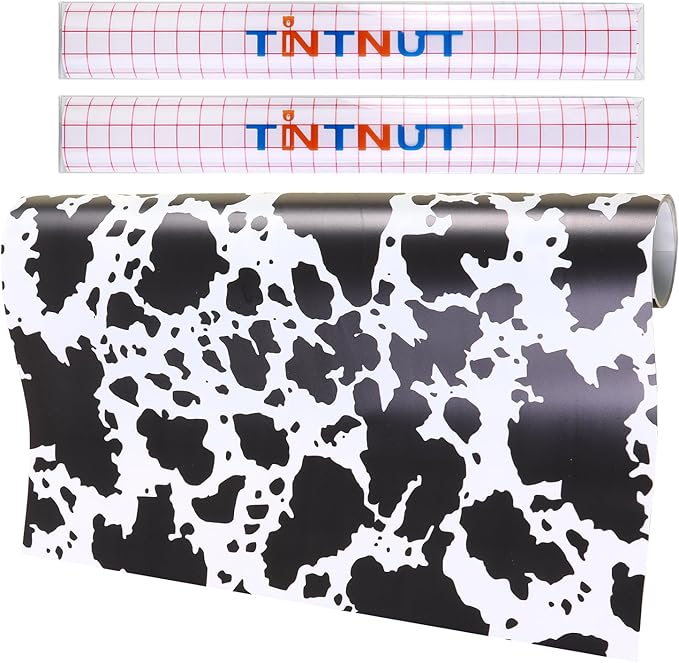 Tintnut Cow Spots Permanent Vinyl Roll 12in x 5ft Cowhide Adhesive Vinyl |